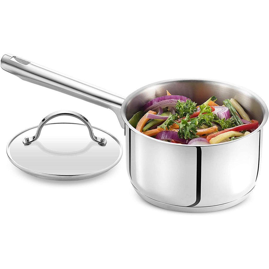 GOURMEX 1.8L Induction Saucepan with Glass Cookware Lid