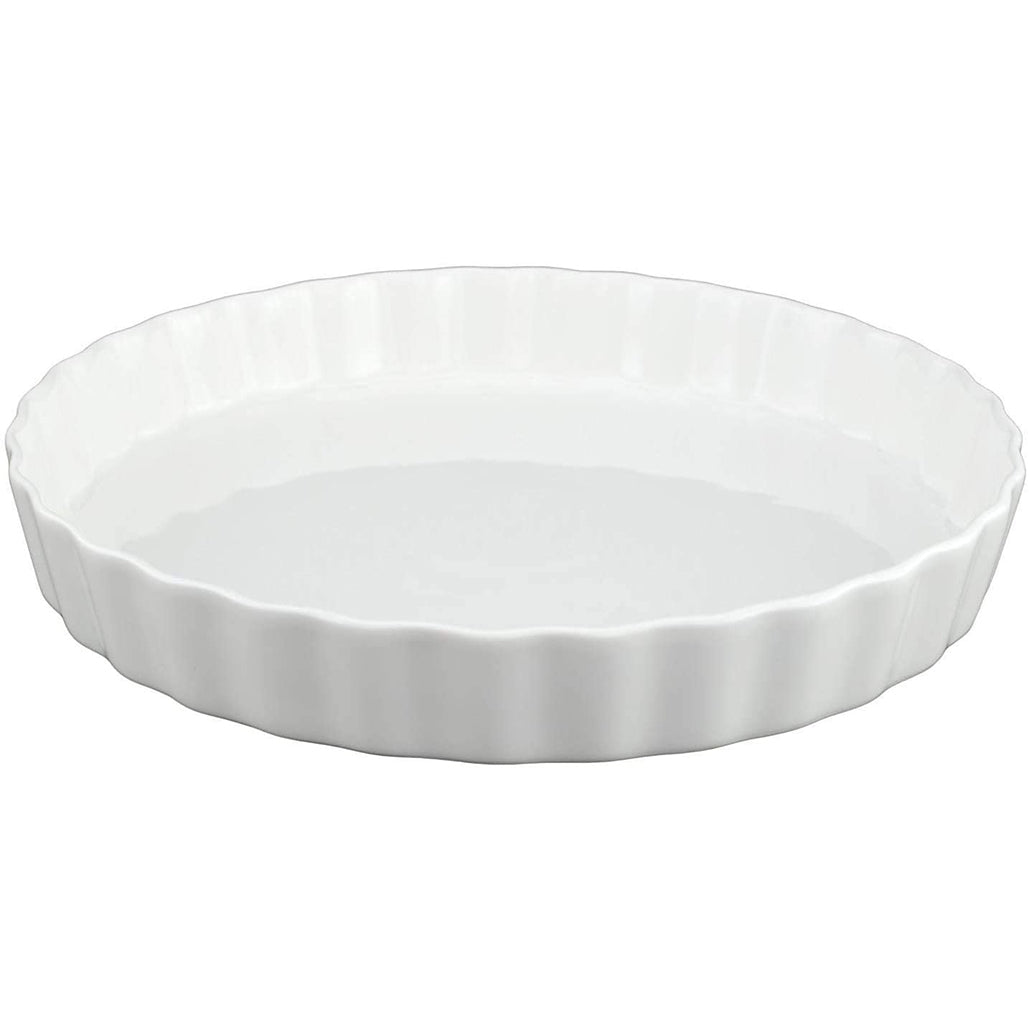 GOURMEX 10" White, Fluted Quiche Baking Dish Round