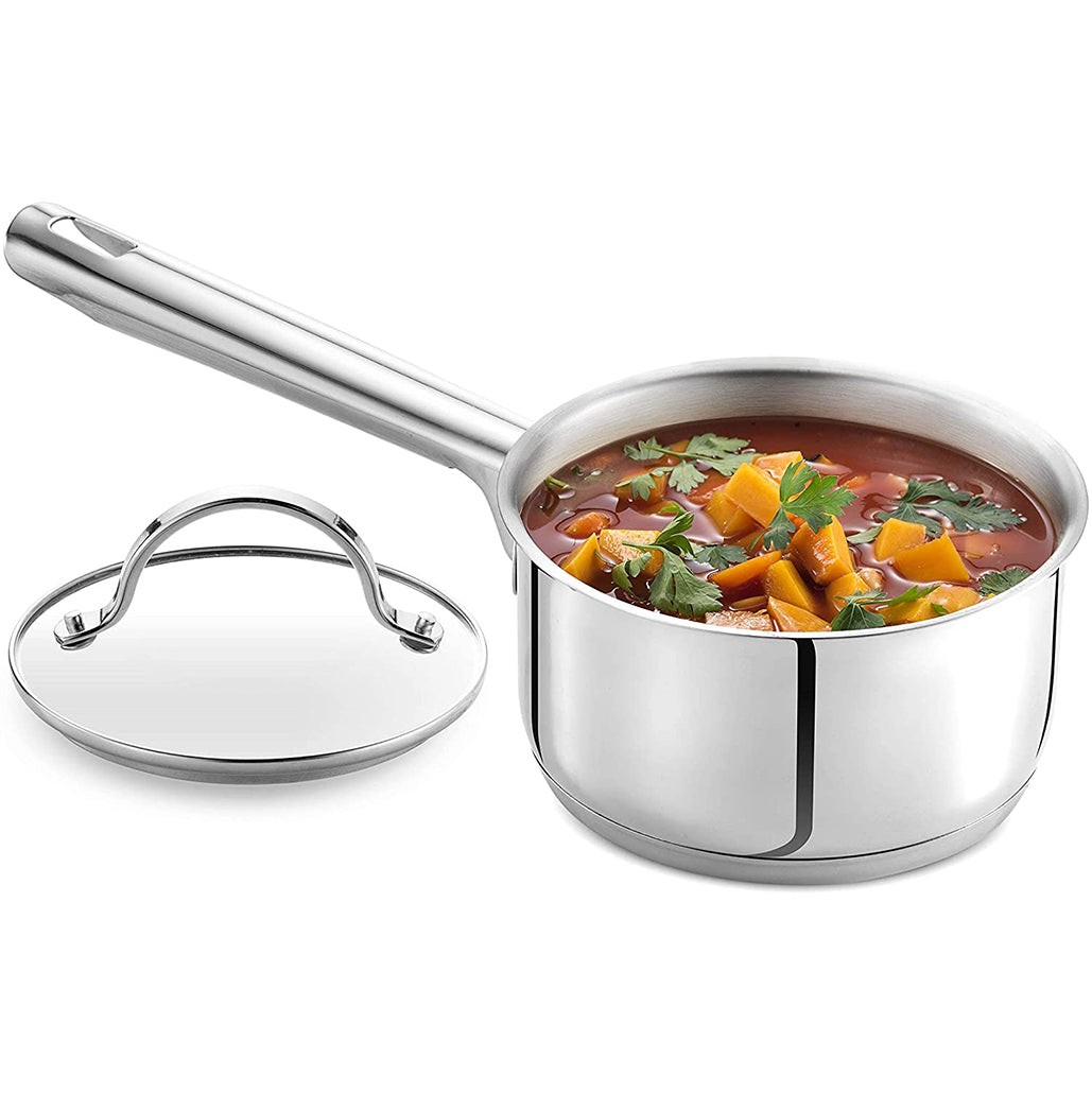 GOURMEX 1.2L Induction Saucepan with Glass Cookware Lid