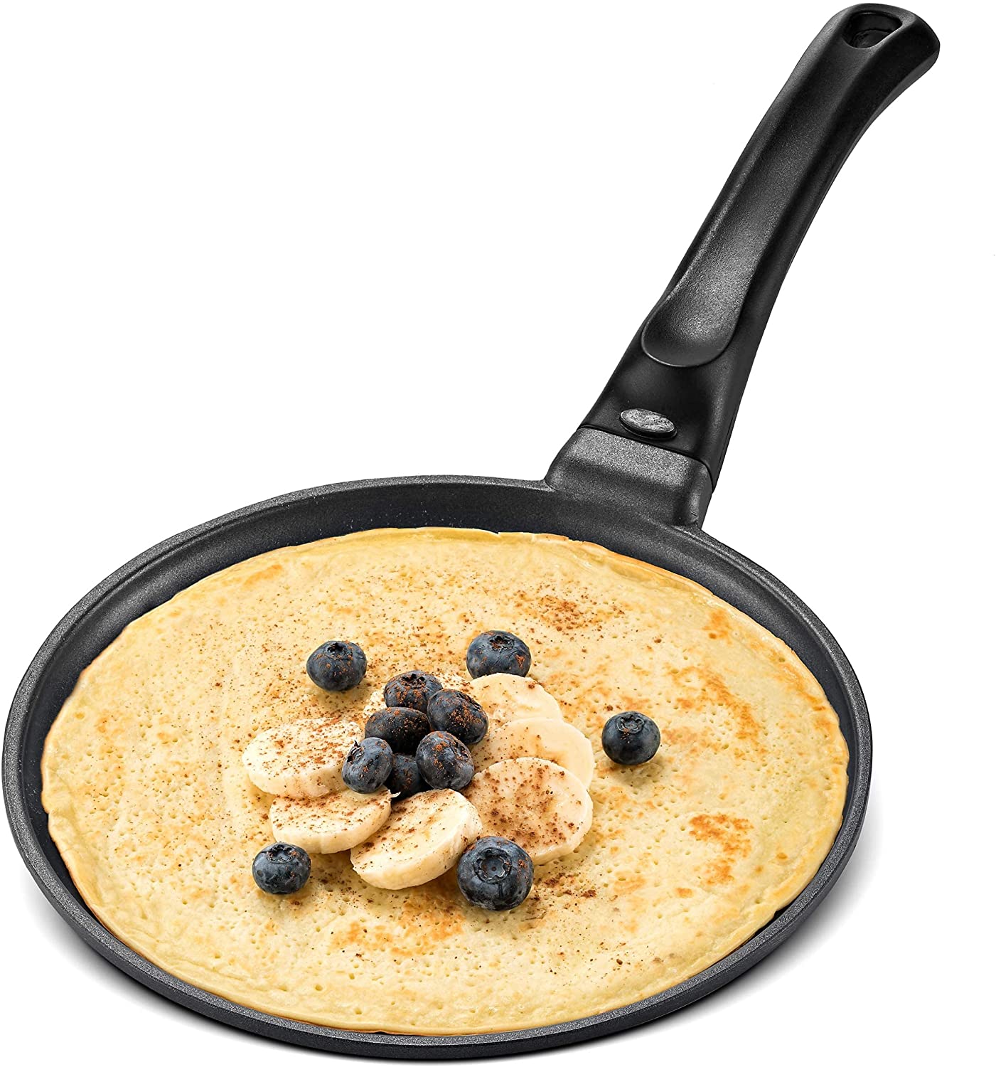 GOURMEX Black Induction Crepe Pan, with PFOA Free Nonstick Coating