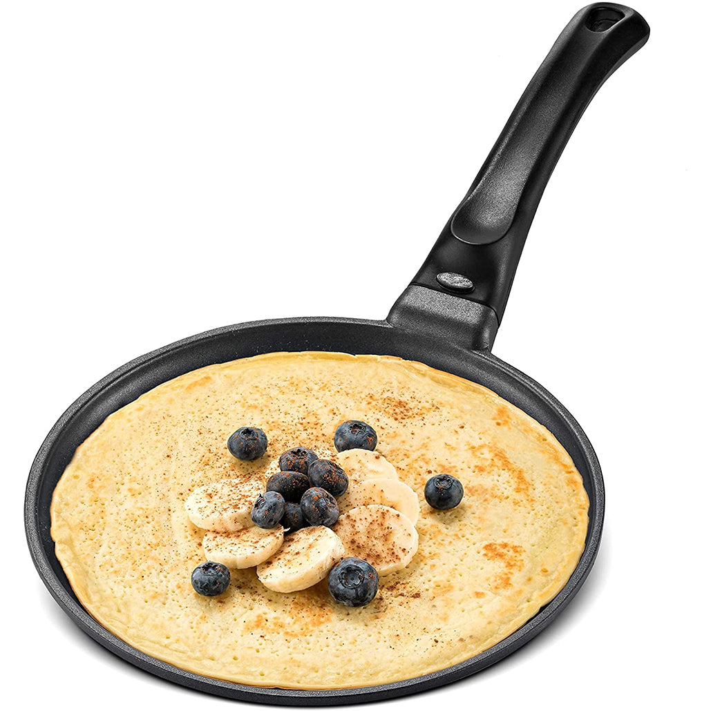 GOURMEX 22cm Black Induction Crepe Pan, with PFOA Free Nonstick Coating
