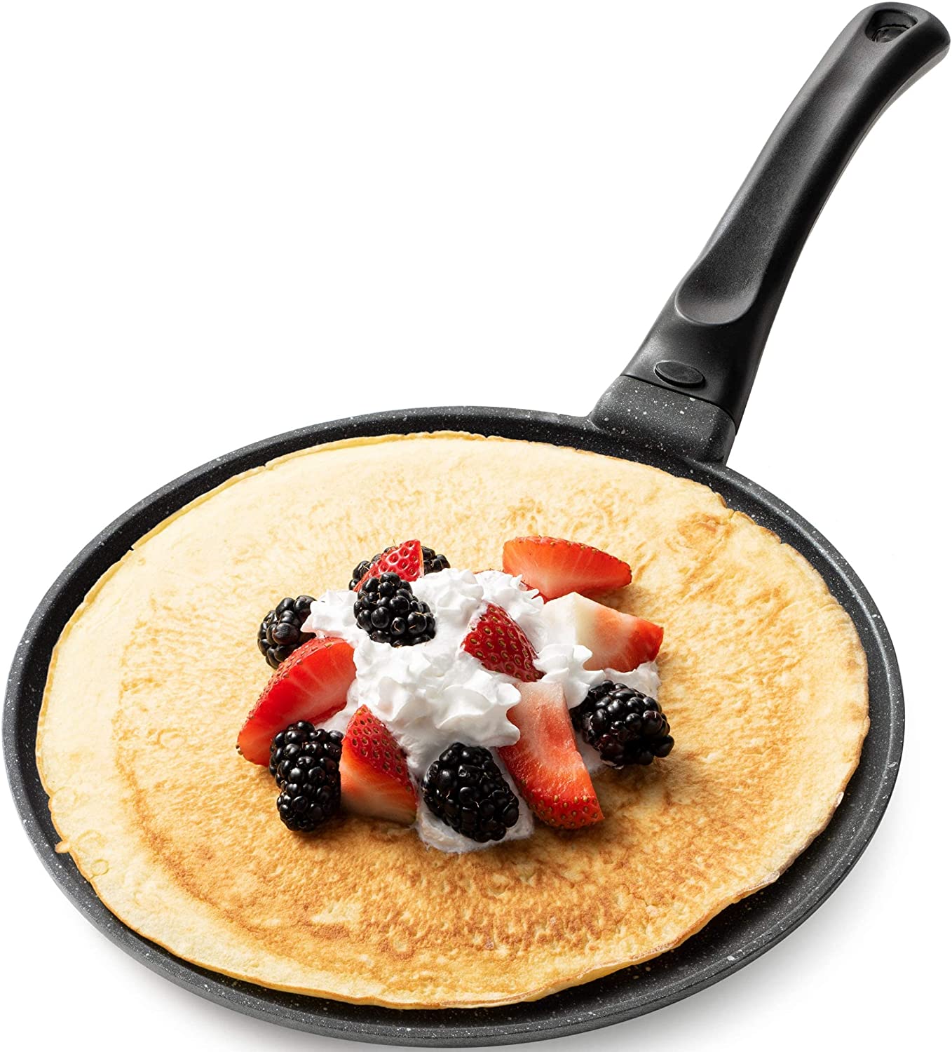 GOURMEX Black Induction Crepe Pan, with PFOA Free Nonstick Coating