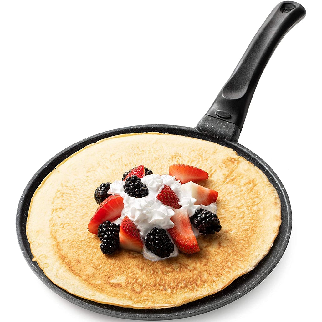 GOURMEX 28cm Black Induction Crepe Pan, with PFOA Free Nonstick Coating