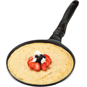 GOURMEX 28cm Black Induction Crepe Pan, with PFOA Free Nonstick Coating