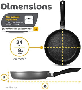 GOURMEX 24cm Small Induction Fry Pan, Black, With Nonstick Coating