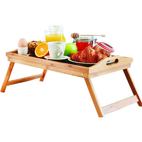 GOURMEX Bamboo Foldable Tray | Use as Lap Desk, Breakfast Bed Table, TV Tray