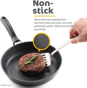GOURMEX Induction Fry Pan, Black, With Nonstick Coating