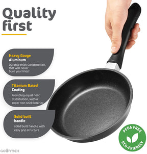GOURMEX 24cm Small Induction Fry Pan, Black, With Nonstick Coating