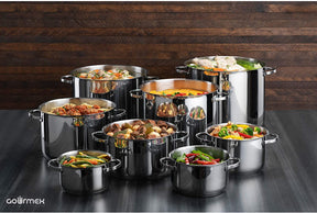 GOURMEX 3.8L Small Induction Stockpot Stainless Steel Pot with Glass Cookware Lid