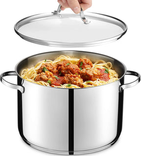 GOURMEX 1.8L Small Induction Casserole Stainless Steel Pot with Glass Cookware Lid