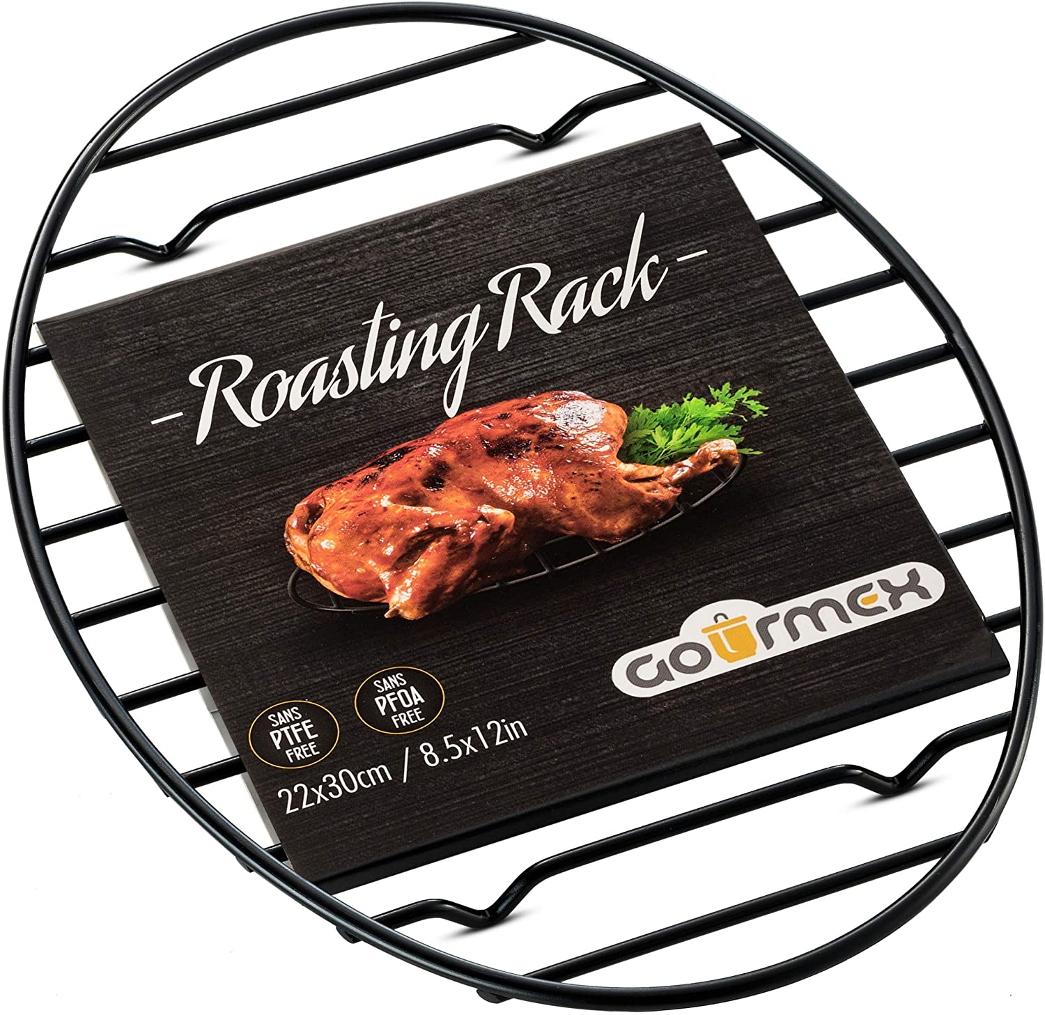 Oval Roasting Rack With Integrated Feet, Black - Non-stick Whitford Coating 8.5x12""