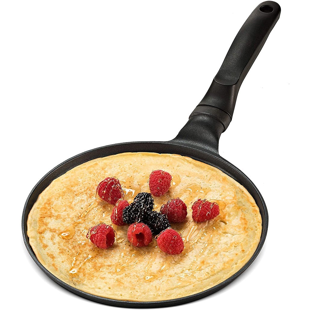GOURMEX 26cm Black Induction Crepe Pan, with PFOA Free Nonstick Coating