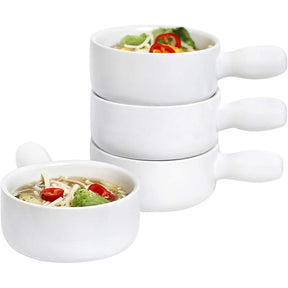 GOURMEX French Onion Soup Bowls with Handles 12 Ounce Ceramic Bowl Set of 4